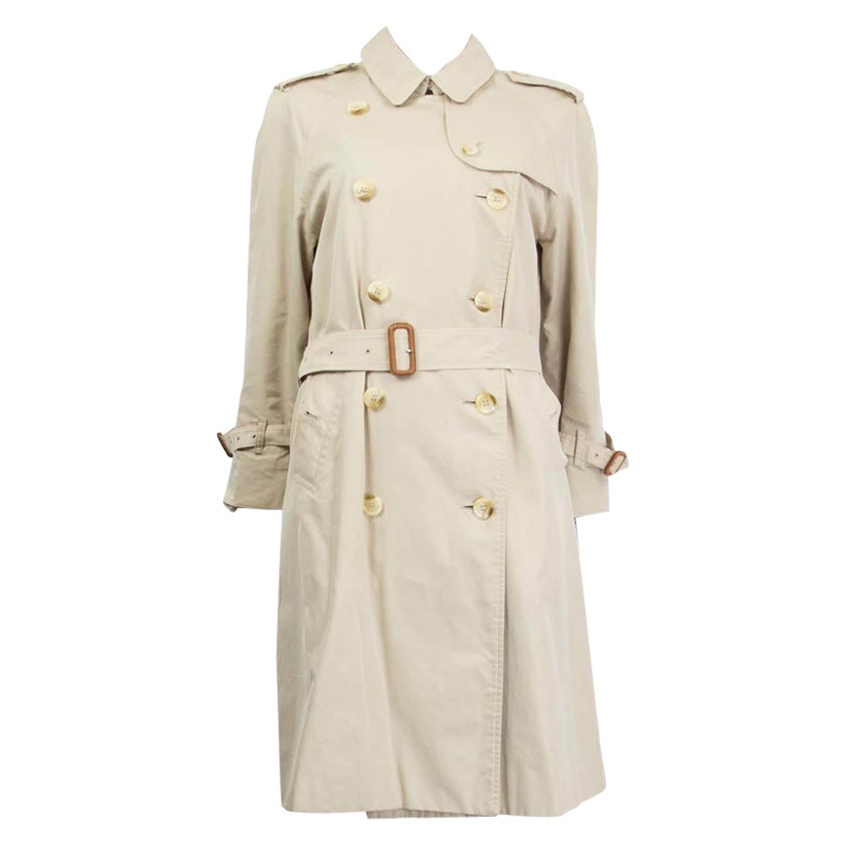 BURBERRY beige cotton DOUBLE BREASTED BELTED TRENCH Coat Jacket S - M For Sale