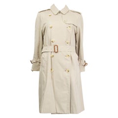 BURBERRY beige cotton DOUBLE BREASTED BELTED TRENCH Coat Jacket S - M