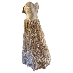 Vicky Tiel Vintage Gold Ruffled Evening Dress