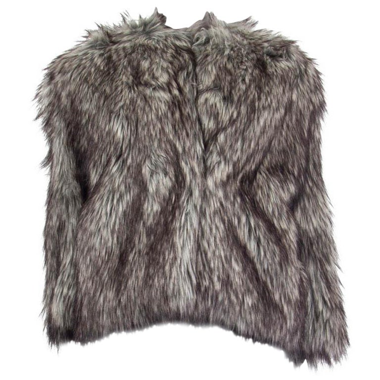 Prada Grey Faux Fur 3 4 Sleeve Short, 3 4 Length Faux Fur Coat