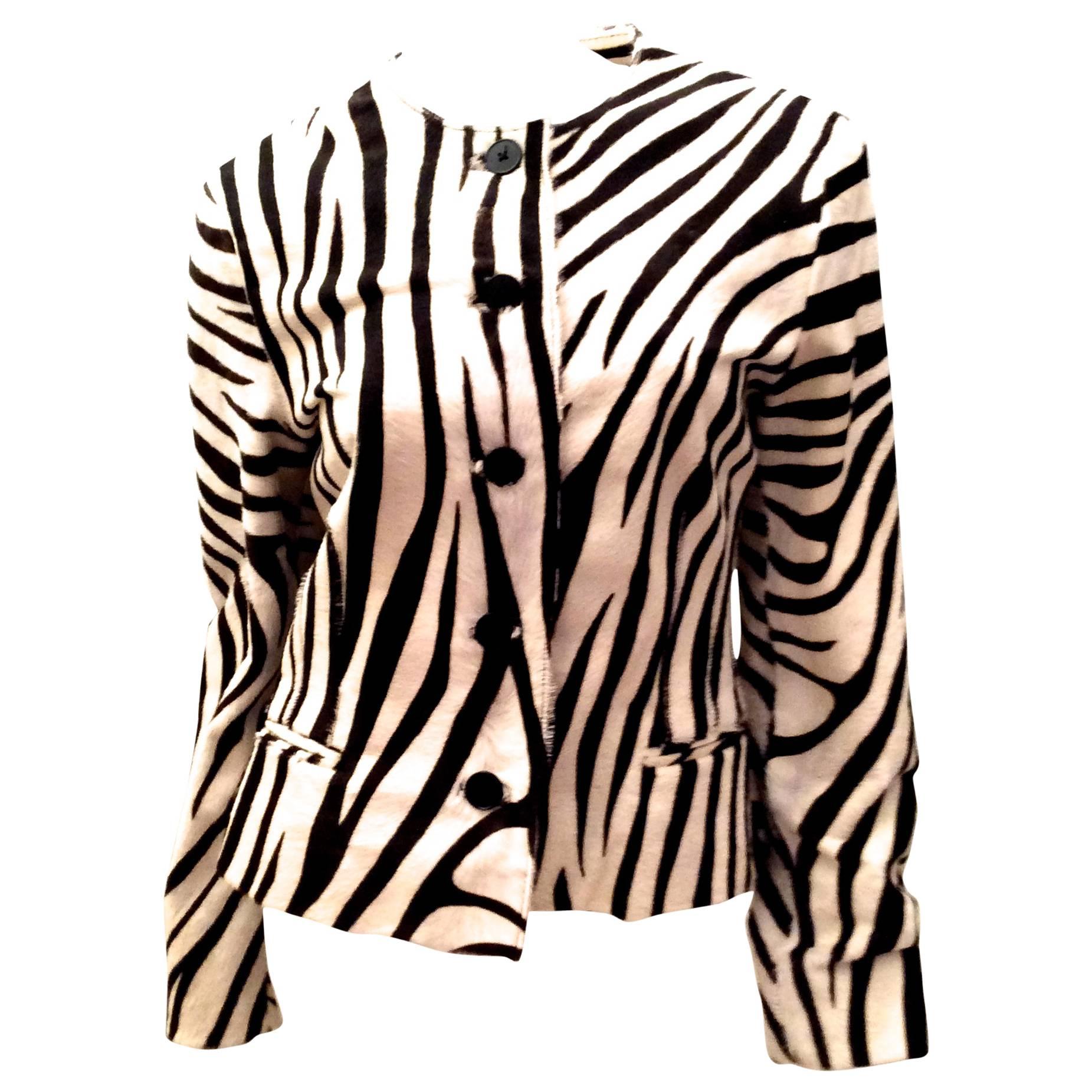 Ralph Lauren Purple Label Zebra Pattern Fur Coat - New