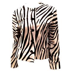 Ralph Lauren Purple Label Zebra Pattern Fur Coat - New