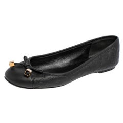 Louis Vuitton Black Monogram Leather Debbie Ballet Flats Size 37