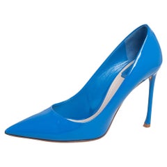 Dior Blue Patent Leather Dioressence Pointed Toe Pumps Size 39.5