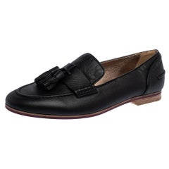 Lanvin Black Leather Tassel Loafers Size 36.5