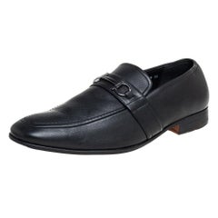 Salvatore Ferragamo Schwarzer Leder Slip On Loafers Größe 43.5