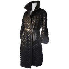 Magnifique manteau en fourrure d'agneau persan noir/astrakhan/cuir