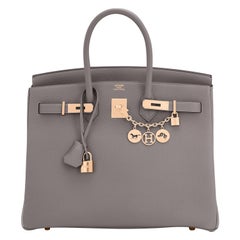 Hermes Birkin 35cm Etain Rose Gold Togo Tin Grey Hardware Bag Z Stamp, 2021 RARE