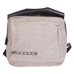 Prada Beige Canvas & Brown Leather Vintage Chest Rig Backpack