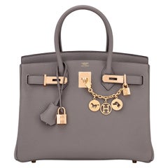 Hermes Birkin 30cm Etain Rose Gold Tin Grey Togo Bag Z Stamp, 2021