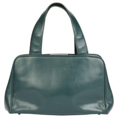 Prada Forest Green Calfskin Leather Retro Frame Bag