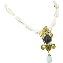 Stunning Askew London Jeweled Blackamoor Brooch Pin Pearl Necklace 7