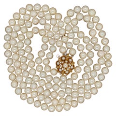 Fine Akoya Cultured Pearl Double Strand with Gold Clasp Necklace