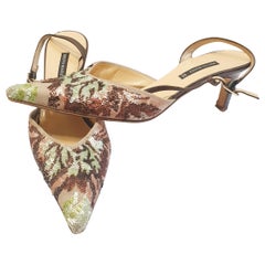 Retro Beige heeled sandals with sequins by Bruno Magli