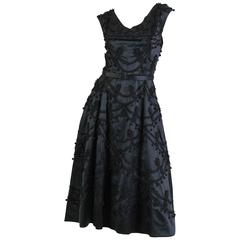 1950s Lavishly Embellished Satin Dress