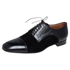 Christian Louboutin Black Leather and Suede Daviol Derby Size 43