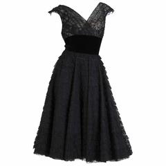 Vintage 1950s Ruffled Lace Swing Dress