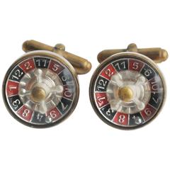 Retro Mid-Century Roulette Wheel Cufflinks, Austria