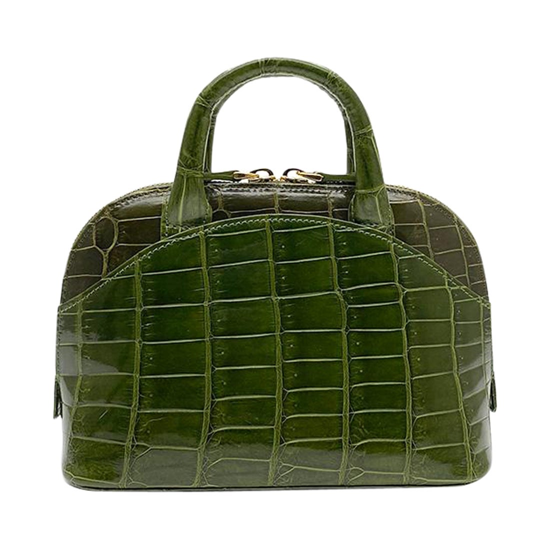 Giòsa Milano Olive Green Crocodile Mini Bag