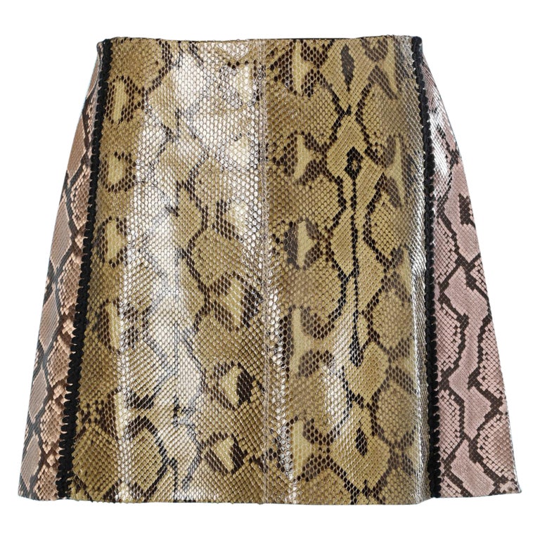 Python Mini Skirt Mini-skirt in green and pink python Marni at 1stDibs