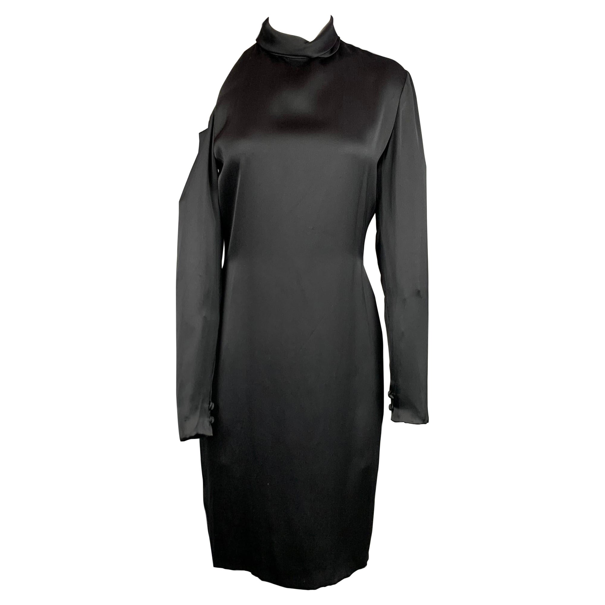 BILL BLASS Size M Black Silk Shoulder Cut Out Cocktail Dress