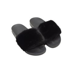  Givenchy Black Fur Slide Sandals