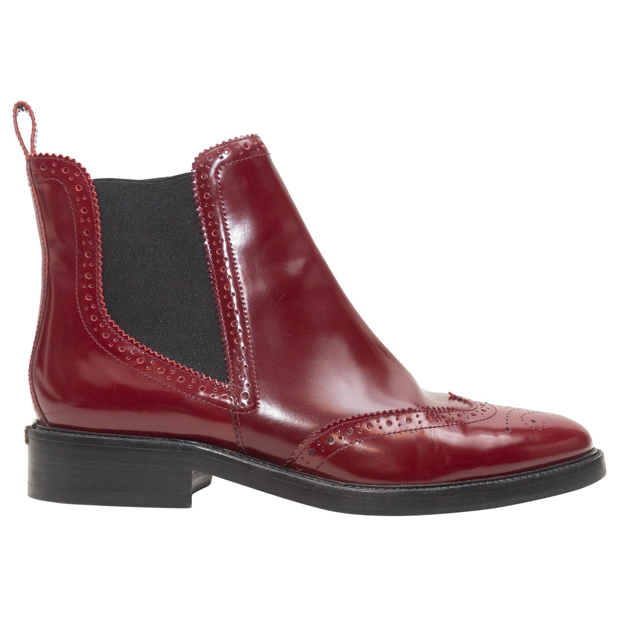  Burberry Maroon Brogue Ankle Boots