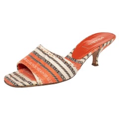 Prada Multicolor Fabric Open Toe Slide Sandals Size 38.5