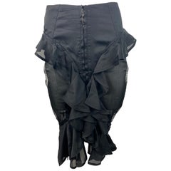 Yves Saint Laurent Rive Gauche Black Silk Skirt