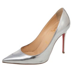 Christian Louboutin Silver Leather Pigalle Follies Pointed Pumps Size 36