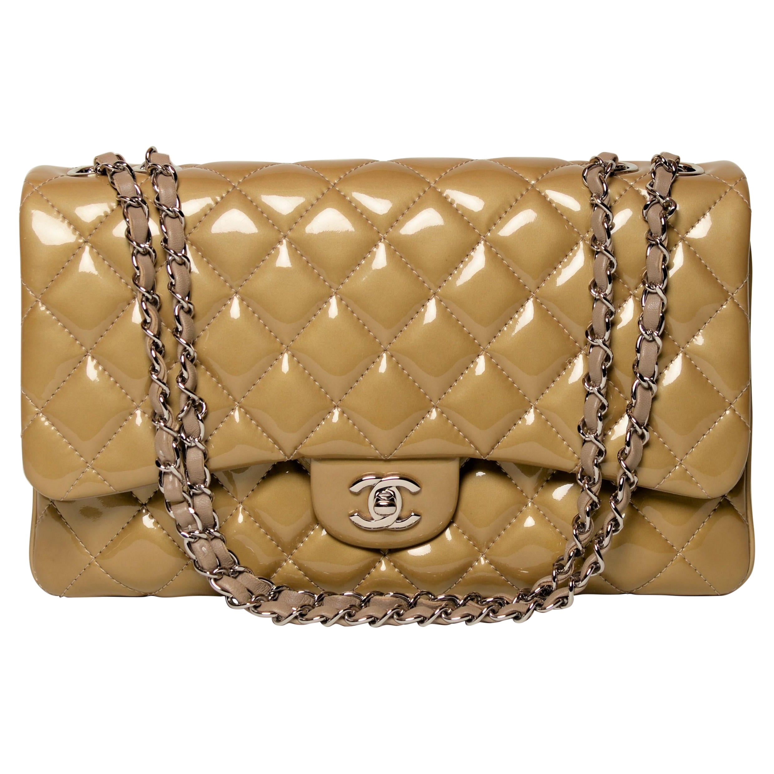 Chanel Classic Flap Bag Jumbo Caviar Silver Full-Set at 1stDibs