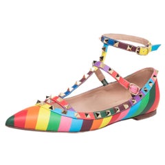 Valentino Multicolor Leather Rockstud Ballet Flats Size 39