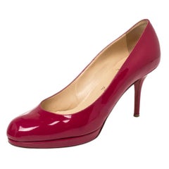 Christian Louboutin Pink Patent Leather Simple Platform Pumps Size 40