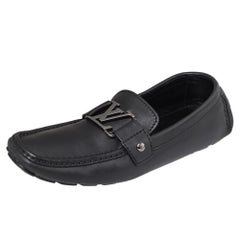 Louis Vuitton Black Leather Monte Carlo Slip On Loafers Size 41