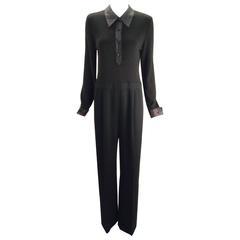 1980s Valentino Miss V Black Sweater Knit Jumpsuit 7