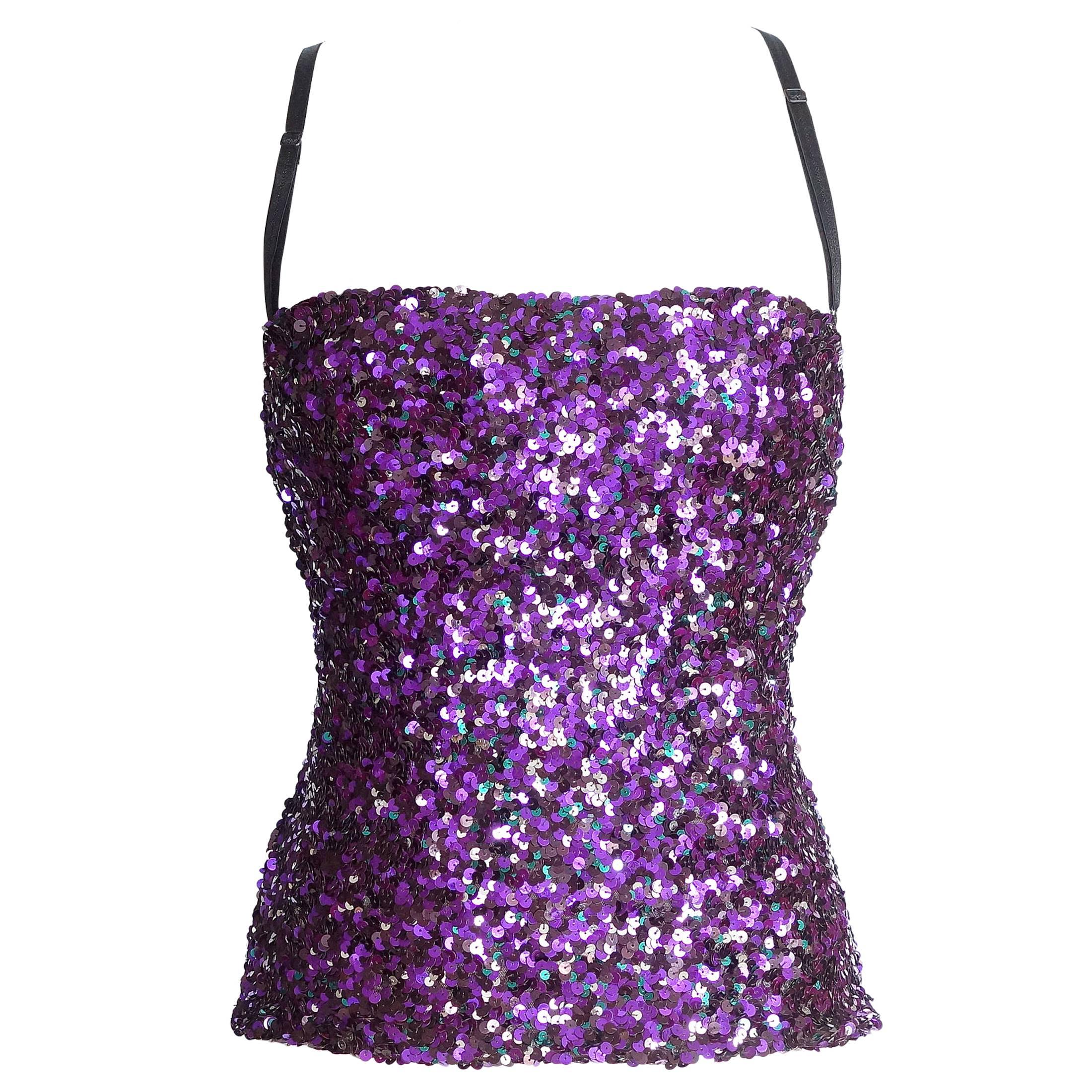 DOLCE&GABBANA top sequin encrusted jewel colours bustier 40 / 6  mint