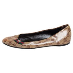 Gucci Brown GG Crystal Canvas Ballet Flats Size 39