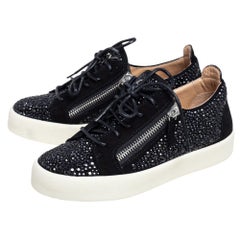 Giuseppe Zanotti Black Suede Stud Embellished Doris Sneakers Size 38