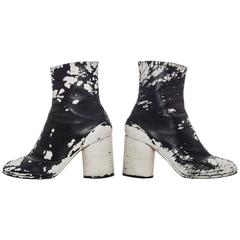 Used Maison Martin Margiela Leather Painted Tabi Boots Circa 1990's