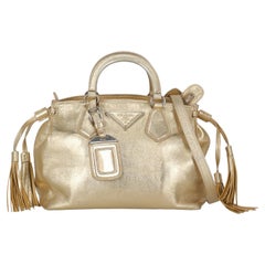"Prada Women Handbags Gold Leather "