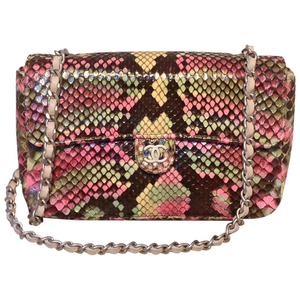 Chanel Multicolor Python Snakeskin Mini Classic Flap Shoulder Bag