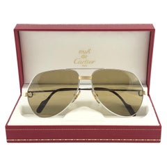 New Cartier Platinum 62mm Vendome Gold Mirror Sunglasses France 18k 1983