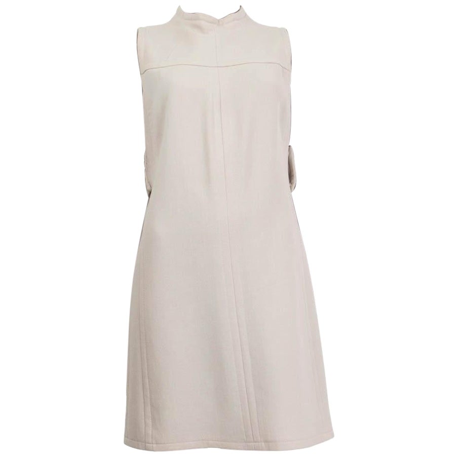 PRADA beige wool BACK BELTED Sleeveless Dress 46 XL For Sale