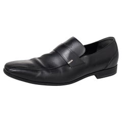 Schwarzer Leder-Slip-On-Loafers von Gucci Größe 45