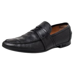Gucci Black Leather Slip on Loafers Size 41.5
