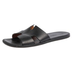 Hermès Sandales Izmir en cuir noir Taille 42.5