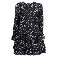 DOLCE & GABBANA schwarz-weißes Seidenkleid POLKA DOT RUFFLED HEM, 42 M