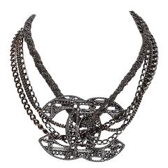 Chanel Gunmetal Multi-Strand Chain Link Choker Necklace
