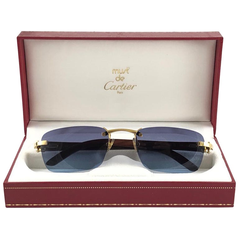 wrench Should explain New Cartier Rimless C Decor Classic Precious Wood Full Set France  Sunglasses For Sale at 1stDibs
