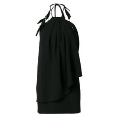 Saint Laurent Black Mini Halter Silk Crepe Dress Size 40
